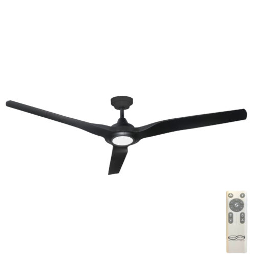 Radical 3 DC Ceiling Fan by Hunter Pacific with LED Light - Matte Black 60"
