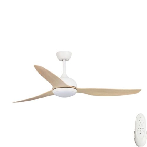 fanco eco style in white with beechwood blades 60 inch with light