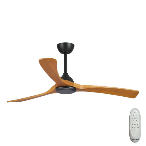 Sanctuary DC Ceiling Fan by Fanco - Black with Teak Blades 52" - main