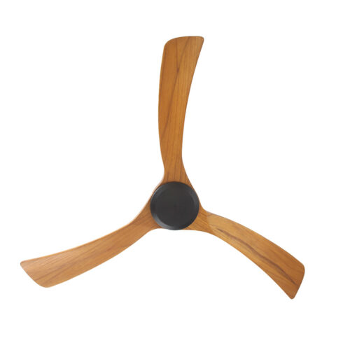 Sanctuary DC Ceiling Fan by Fanco - Black with Teak Blades 52" - under view