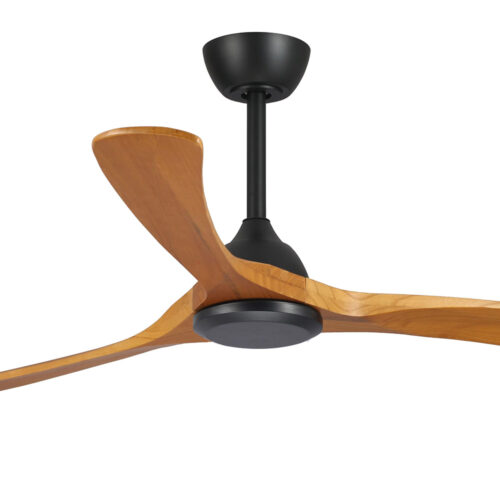 Sanctuary DC Ceiling Fan by Fanco - Black with Teak Blades 52" - close up