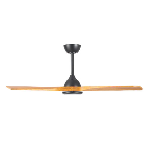 Sanctuary DC Ceiling Fan by Fanco - Black with Teak Blades 52" - side view