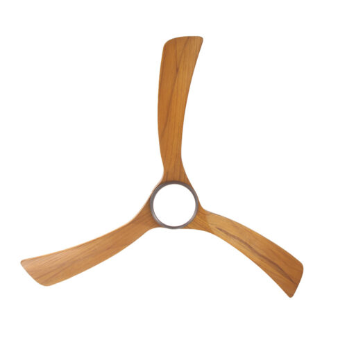 Sanctuary DC Ceiling Fan by Fanco with LED Light - Black with Teak Blades 52" - under view