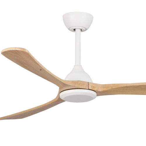 Sanctuary DC Ceiling Fan by Fanco - White with Natural Blades 52" - close up