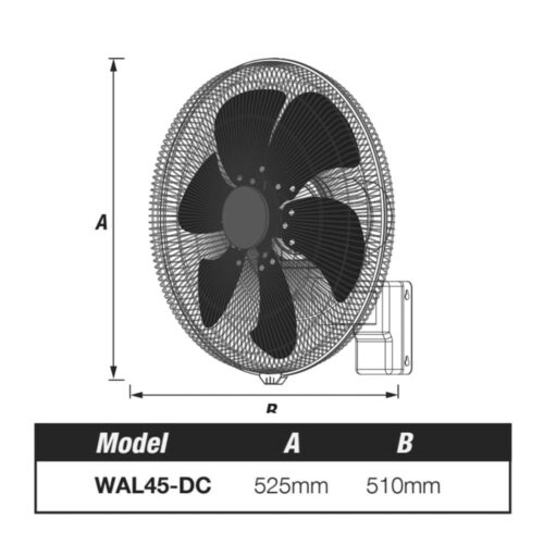 ventair-WAL45-dimensions