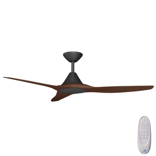 CloudFan SMART DC Ceiling Fan by Calibo - Black with Koa Timber-style Blades 52"
