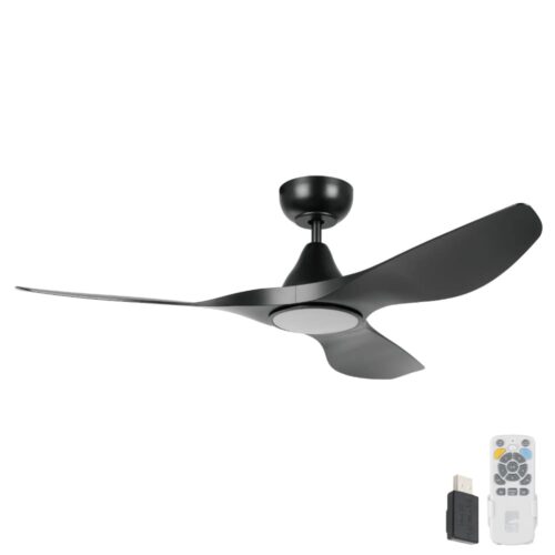 Surf SMART DC Ceiling Fan by Eglo with LED Light Black 48"