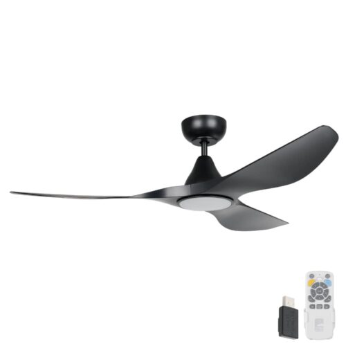 Surf SMART DC Ceiling Fan by Eglo with LED Light Black 52"