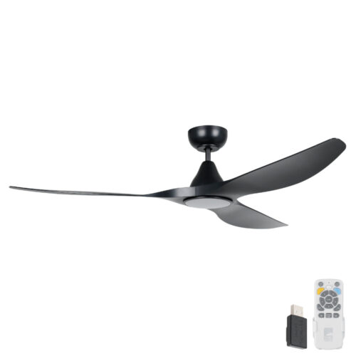 Surf SMART DC Ceiling Fan by Eglo with LED Light Black 60"