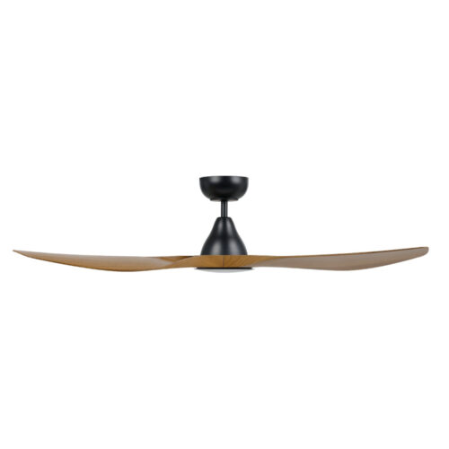 Surf SMART DC Ceiling Fan by Eglo with LED Light Black and Teak 48" Side View
