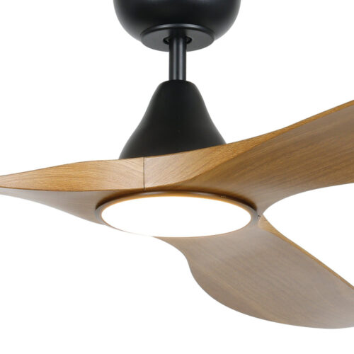 Surf SMART DC Ceiling Fan by Eglo with LED Light Black and Teak 60 Motor