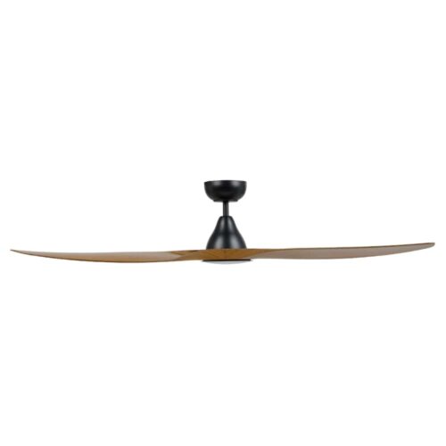 Surf SMART DC Ceiling Fan by Eglo with LED Light Black and Teak 60" Side View
