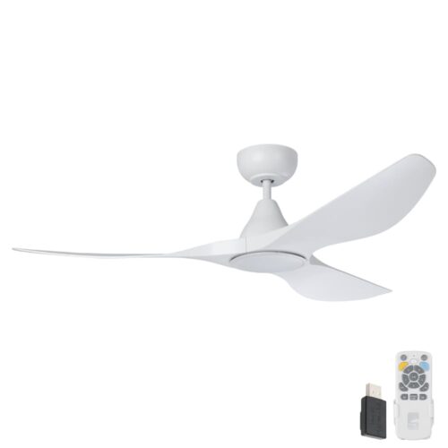 Surf SMART DC Ceiling Fan by Eglo with LED Light White 52"