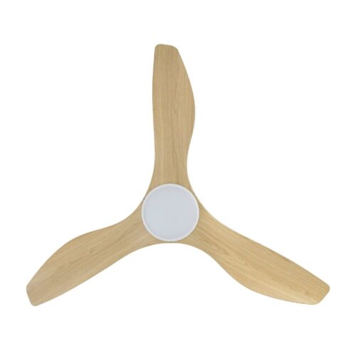 Surf SMART DC Ceiling Fan by Eglo with LED Light White and Oak 48" Blades