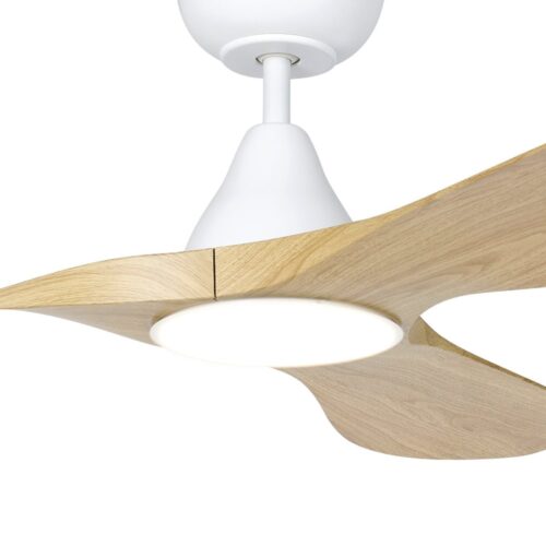 Surf SMART DC Ceiling Fan by Eglo with LED Light White and Oak 48" Motor