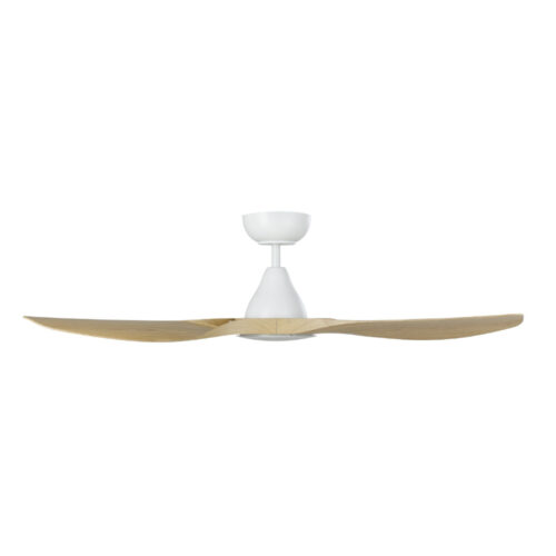Surf SMART DC Ceiling Fan by Eglo with LED Light White and Oak 48" Side View