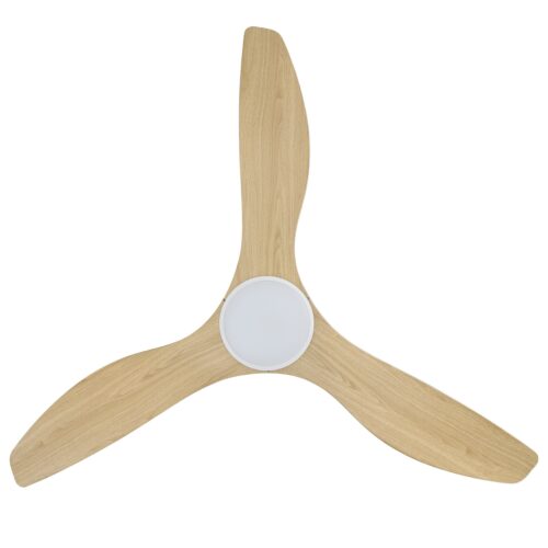 Surf SMART DC Ceiling Fan by Eglo with LED Light White with Oak 52" Blades