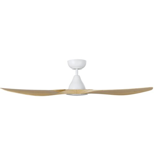 Surf SMART DC Ceiling Fan by Eglo with LED Light White with Oak 52" Side View