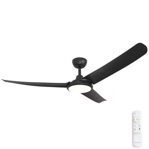 Flatjet 3/4/5 Blade DC Ceiling Fan by Three Sixty with LED Light - Black 56"