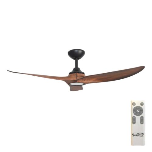 Evolve DC Ceiling Fan by Hunter Pacific with LED Light - Black with Koa Blades 60" - main
