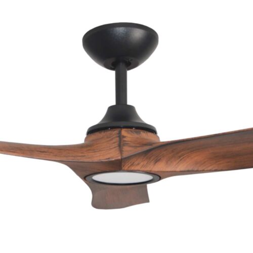 Evolve DC Ceiling Fan by Hunter Pacific with LED Light - Black with Koa Blades 60" - close up