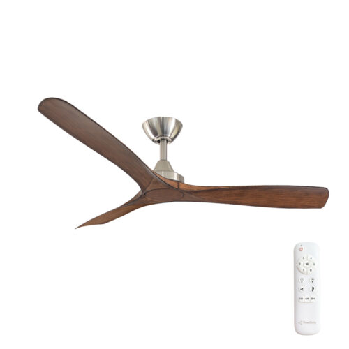 Three Sixty Spitfire DC Ceiling Fan Brushed Nickel with Koa Blades 52"