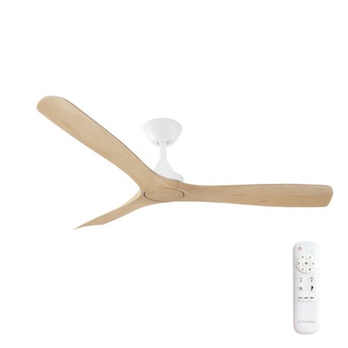Three Sixty Spitfire DC Ceiling Fan White with Natural Blades 52"