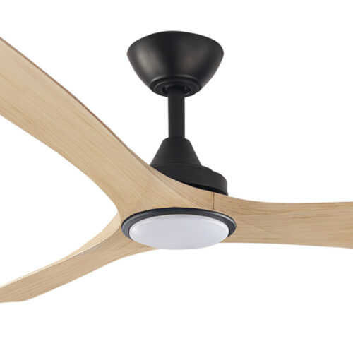 Three Sixty Spitfire DC Ceiling Fan with LED Light Black with Natural Blades 52" Motor
