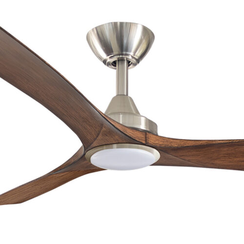 Three Sixty Spitfire DC Ceiling Fan with LED Light Brushed Nickel with Koa Blades 52" Motor