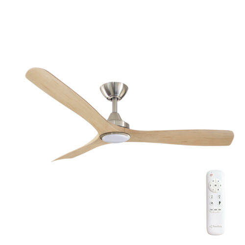 Three Sixty Spitfire DC Ceiling Fan with LED Light Brushed Nickel with Natural Blades 52"