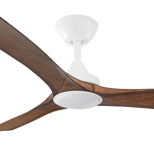 Three Sixty Spitfire DC Ceiling Fan with LED Light White with Koa Blades 52" Motor