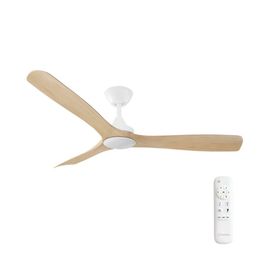 Three Sixty Spitfire DC Ceiling Fan with LED Light White with Natural Blades 52"