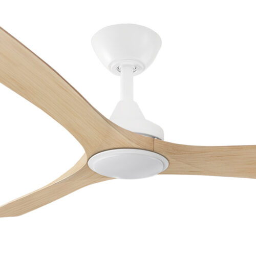 Three Sixty Spitfire DC Ceiling Fan with LED Light White with Natural Blades 52" Motor