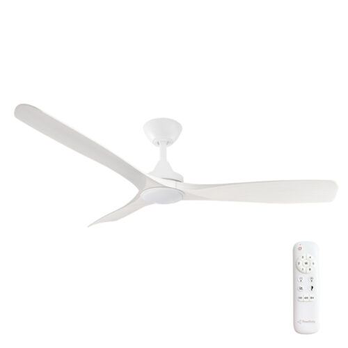 Three Sixty Spitfire DC Ceiling Fan with LED Light White with White Wash Blades 52"