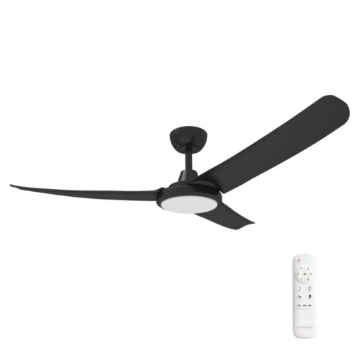 FlatJET 3 Blade DC Ceiling Fan with LED Light by Three Sixty in Black 52-inches