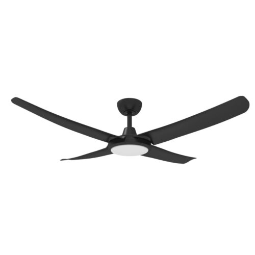 FlatJET 4 Blade DC Ceiling Fan with LED Light by Three Sixty in Black 52-inches