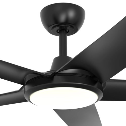 FlatJET 5 Blade DC Ceiling Fan with LED Light by Three Sixty in Black 52-inches Motor
