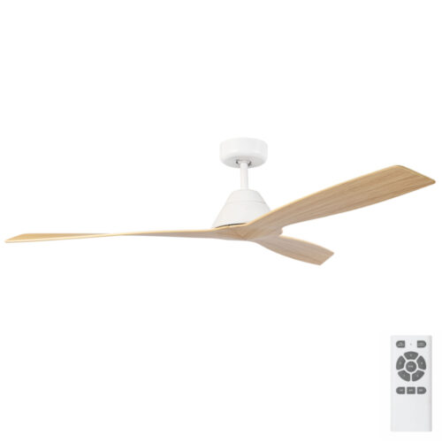Claro Dreamer DC Ceiling Fan White with Light Timber Style Blades 52"