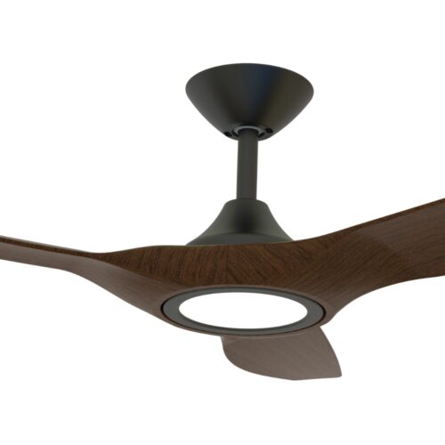 Strike DC Ceiling Fan by Domus with LED Light in Black with Walnut 48" Motor