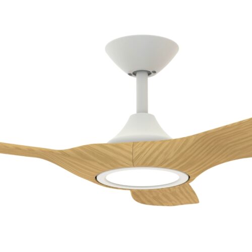 Strike DC Ceiling Fan by Domus with LED Light in White with Oak 48" Motor