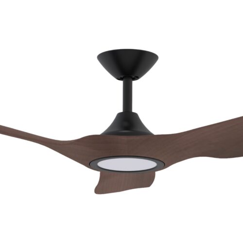 Strike DC Ceiling Fan by Domus with LED Light in Black with Walnut 60" Motor