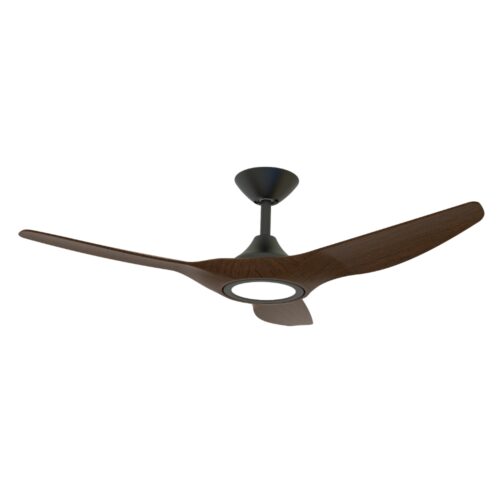 Strike DC Ceiling Fan by Domus with LED Light in Black with Walnut 48"