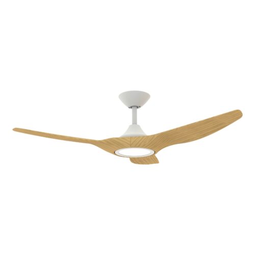 Strike DC Ceiling Fan by Domus with LED Light in White with Oak 48"