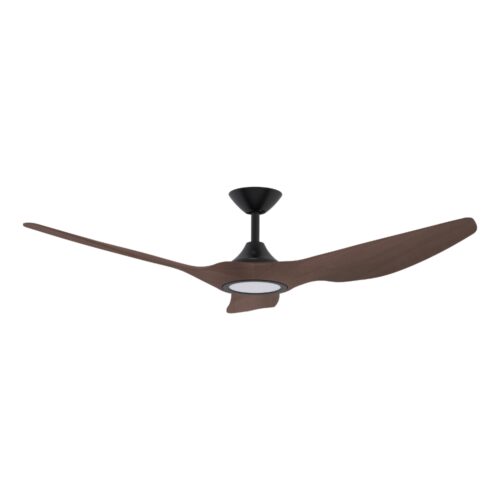 Strike DC Ceiling Fan by Domus with LED Light in Black with Walnut 60"