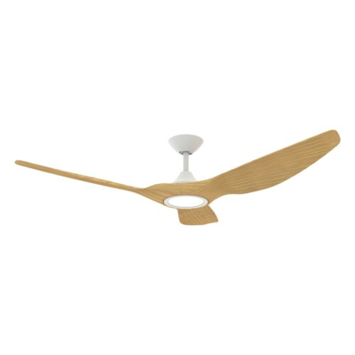 Strike DC Ceiling Fan by Domus with LED Light in White with Oak 60"