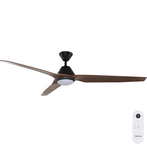 Fanco Infinity-ID DC Ceiling Fan 64-inch with LED Light Black Motor with Spotted Gum Blades