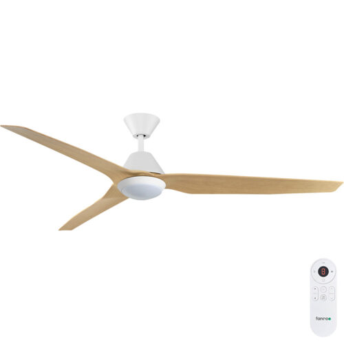 Fanco Infinity-ID DC Ceiling Fan 64-inch with LED Light White Motor with Beechwood Blades