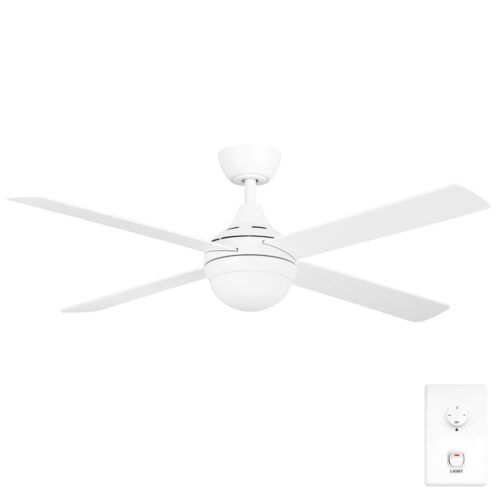 Cooler AC Ceiling Fan by Claro Essentials with CCT LED Light and Wall Control - White 52"