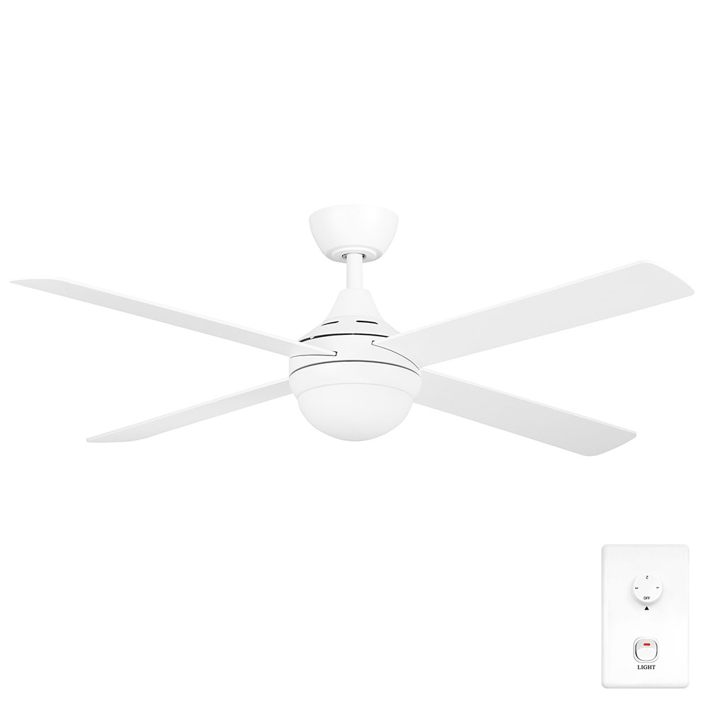 Cooler AC Ceiling Fan by Claro Essentials with CCT LED Light and Wall Control - White 52"