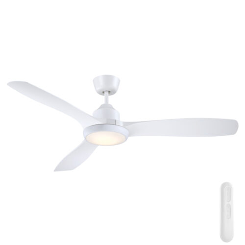 Raptor DC Ceiling Fan by Mercator with LED Light - White 52"